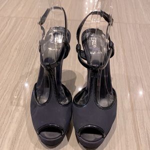 Fendi Navy Suede Platform Heels